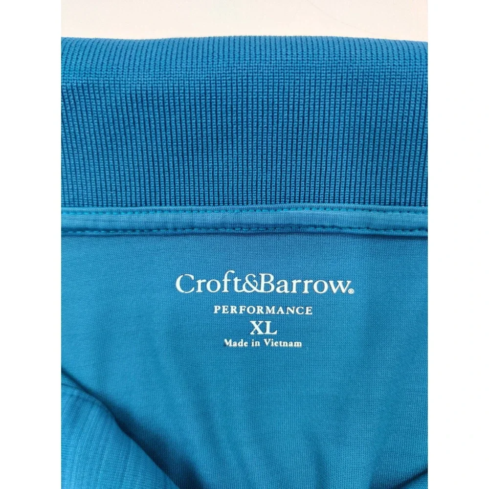 Croft & Barrow Performance Mens XL Polo Shirt Teal Blue Space Dye Short Sleeve - Picture 3 of 7